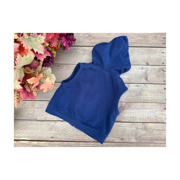 Y2K Sesame Street Beginnings Fleece Hoodie Vest Navy Blue "Stop for Cookies" Pat - Picture 2 of 7